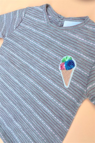 Dondurma İşlemeli Tshirt