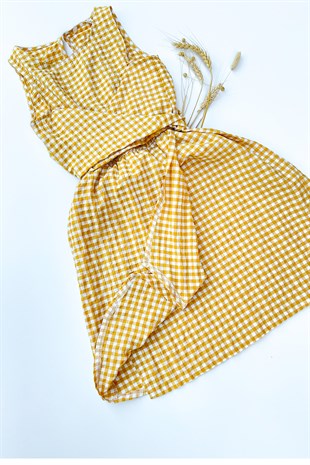 Sarı Pötikareli Elbise